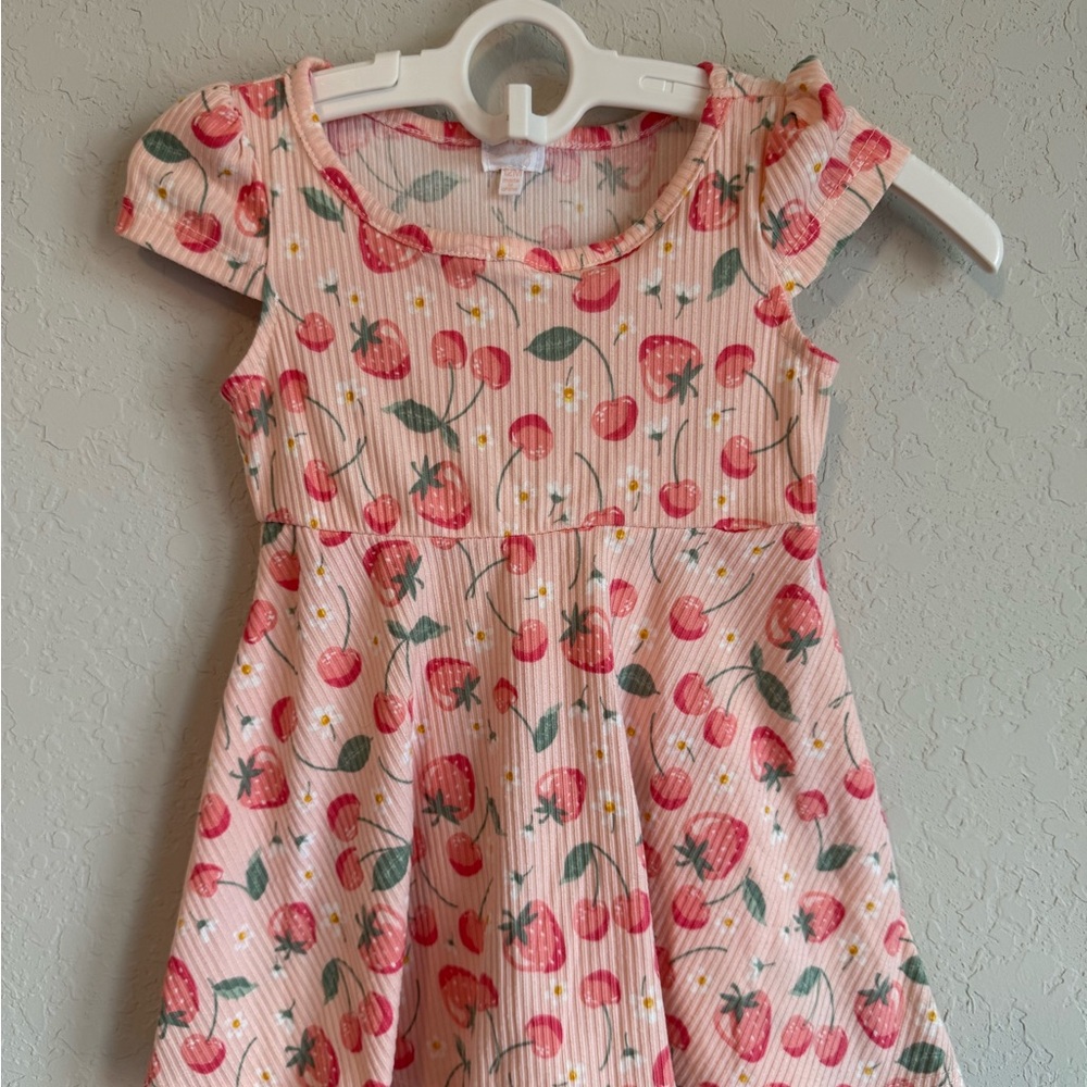 Strawberry Print Pink Kids Dress